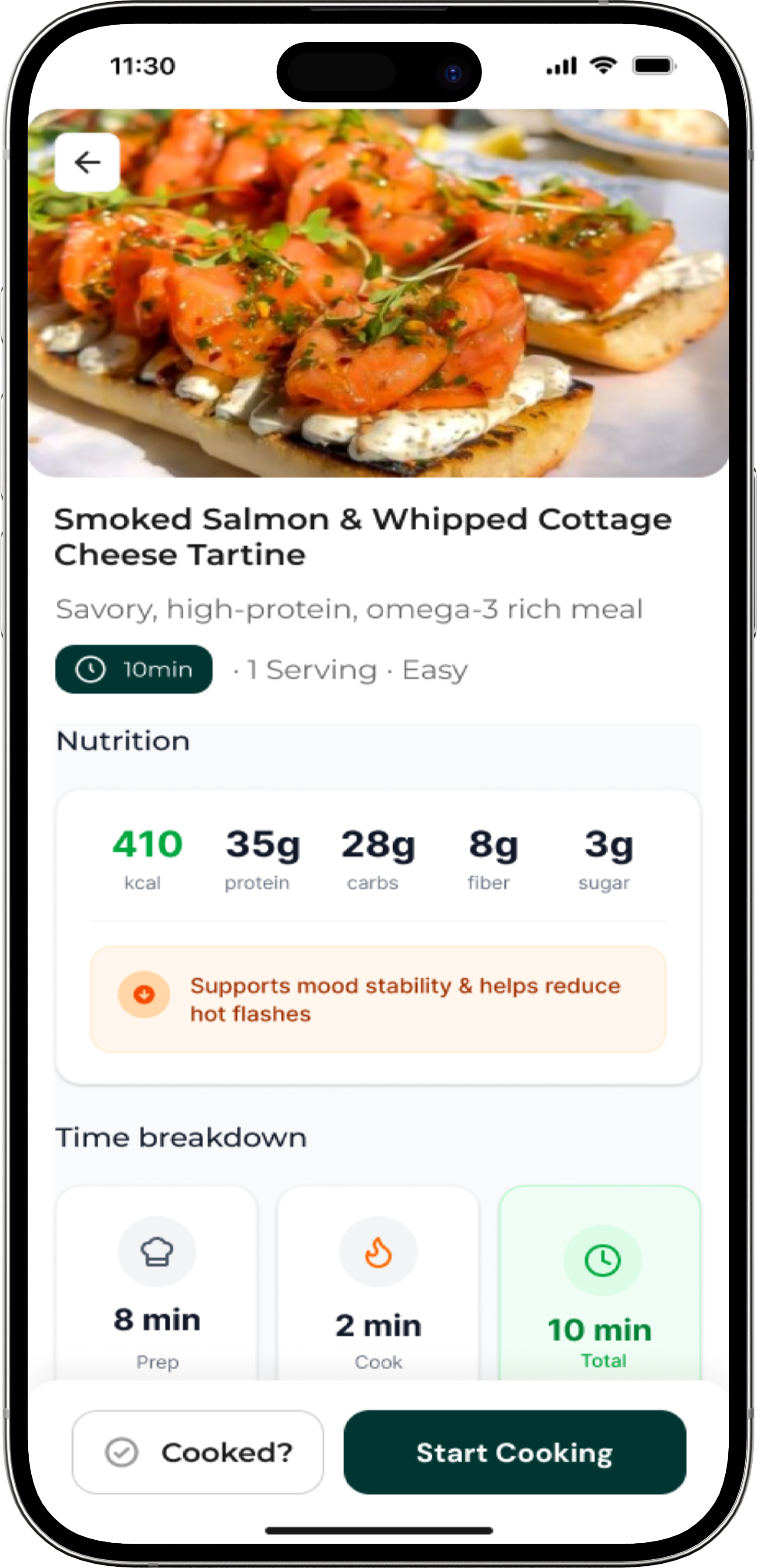 Recipes screen
